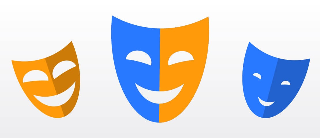 Faces Masks responsive web design blue orange