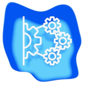 Integrations integrating gears blue white papercut graphic