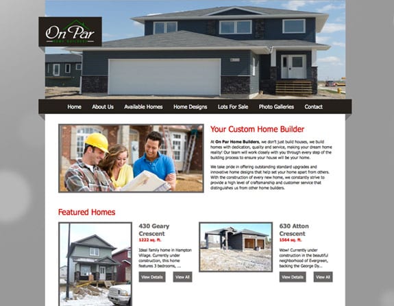 Redesign for On Par Home Builders