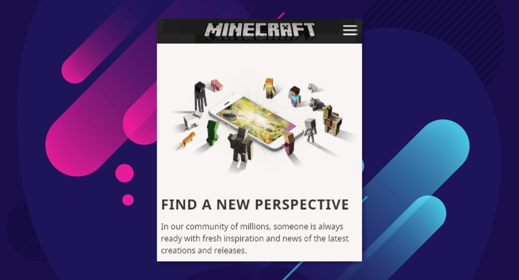 Example of minecraft sales page instead of web app