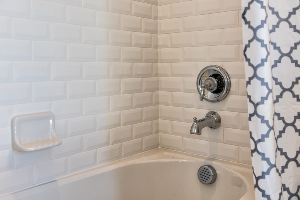 Closeup of modern white shower